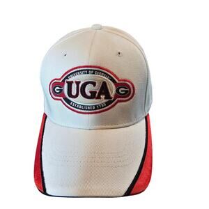 Vtg University of Georgia Bulldogs Strapback Hat Cap White Spellout UGA Retro